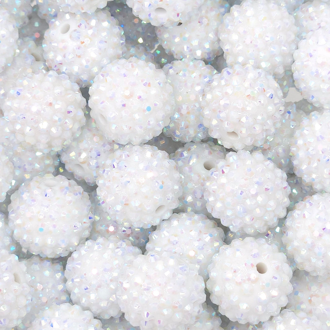 20mm AB White Acrylic Rhinestone Beads