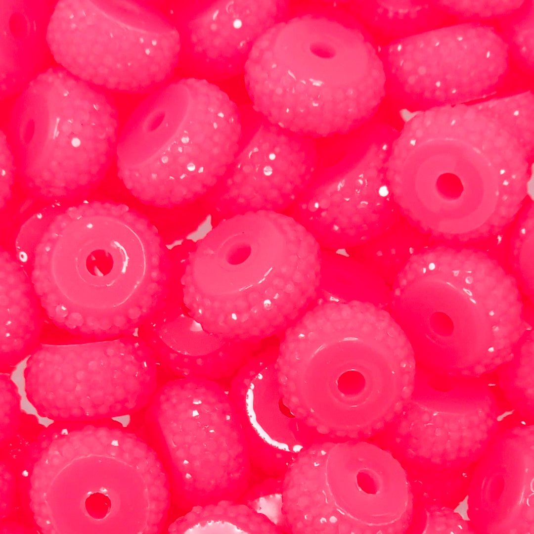 12mm Neon Pink Abacus Acrylic Spacer Beads (20 Beads)
