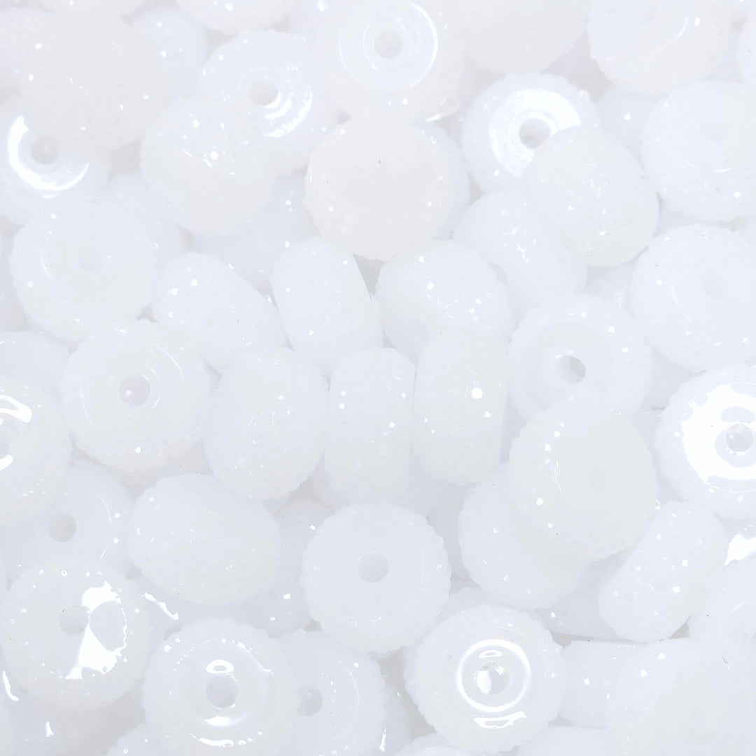 12mm Icy White Jelly Abacus Acrylic Spacer Beads (20 Beads)