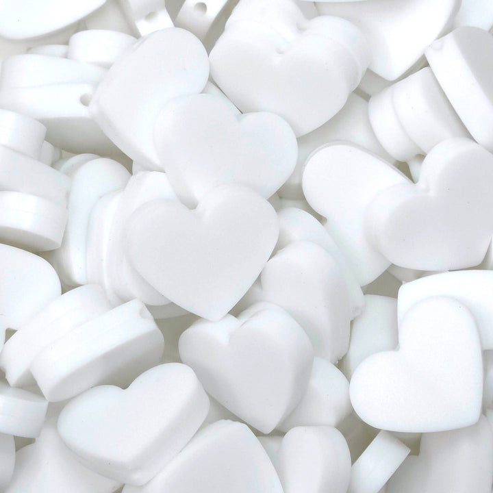 25mm White Heart Silicone Focal Beads