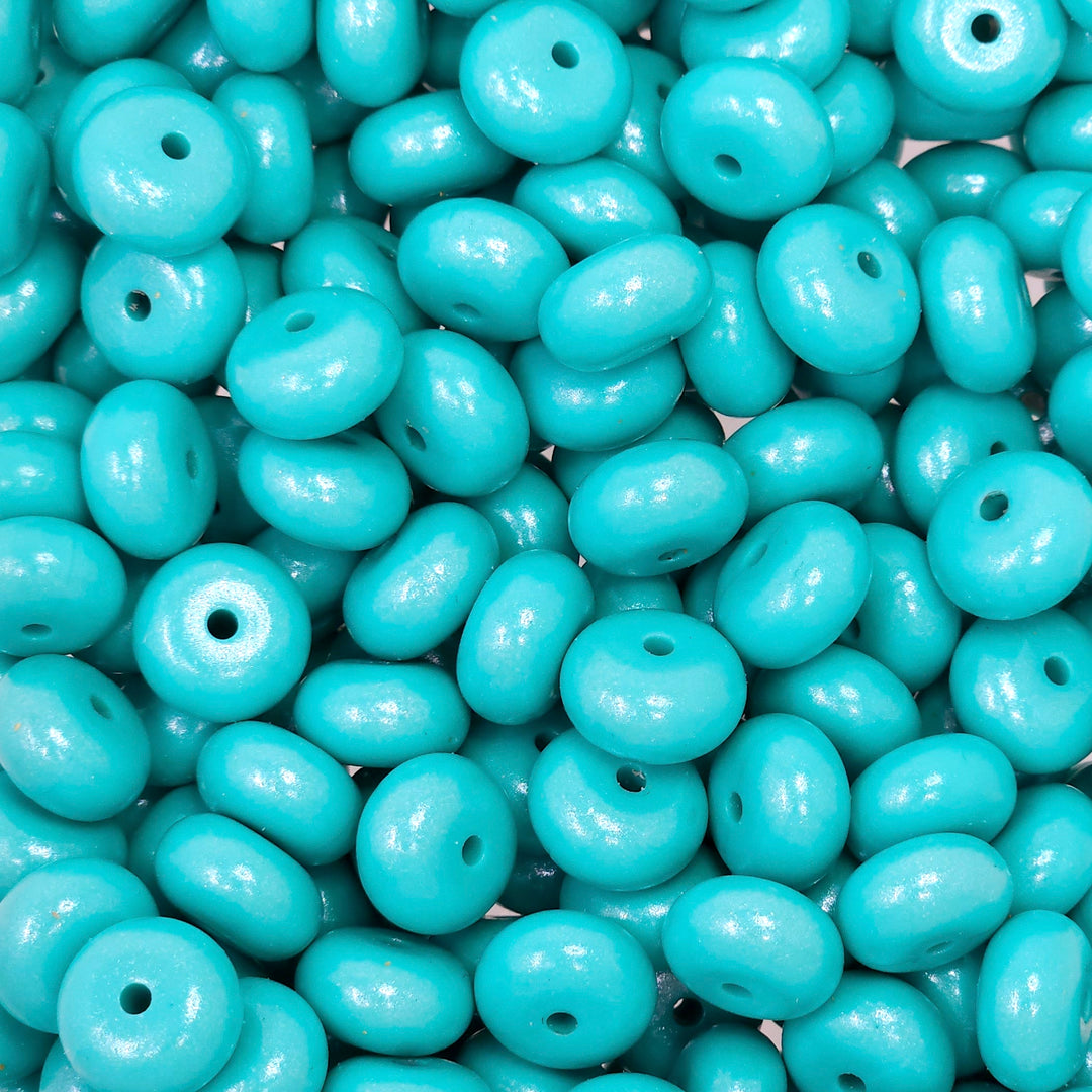 14mm Turquoise Shimmer Pearl Abacus Spacer Silicone Beads
