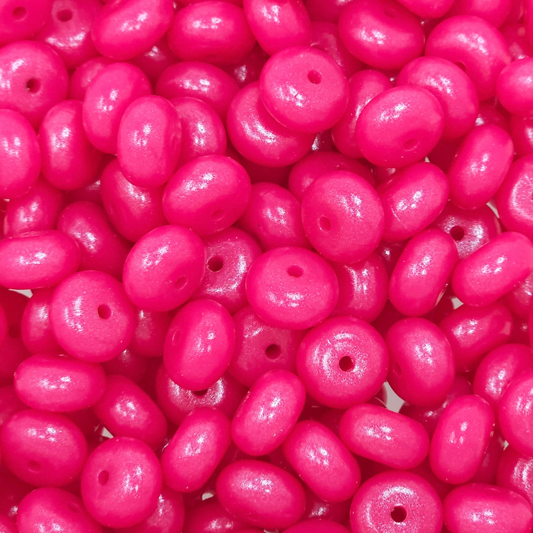 14mm Fuchsia Shimmer Pearl Abacus Spacer Silicone Beads