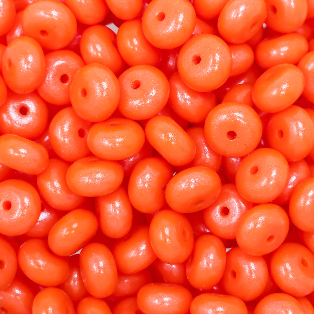 14mm Orange Shimmer Pearl Abacus Spacer Silicone Beads