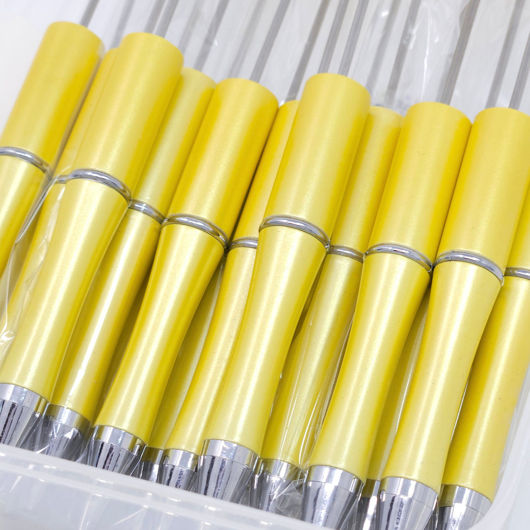 Yellow Pearlescent Beadable Plastic Pen