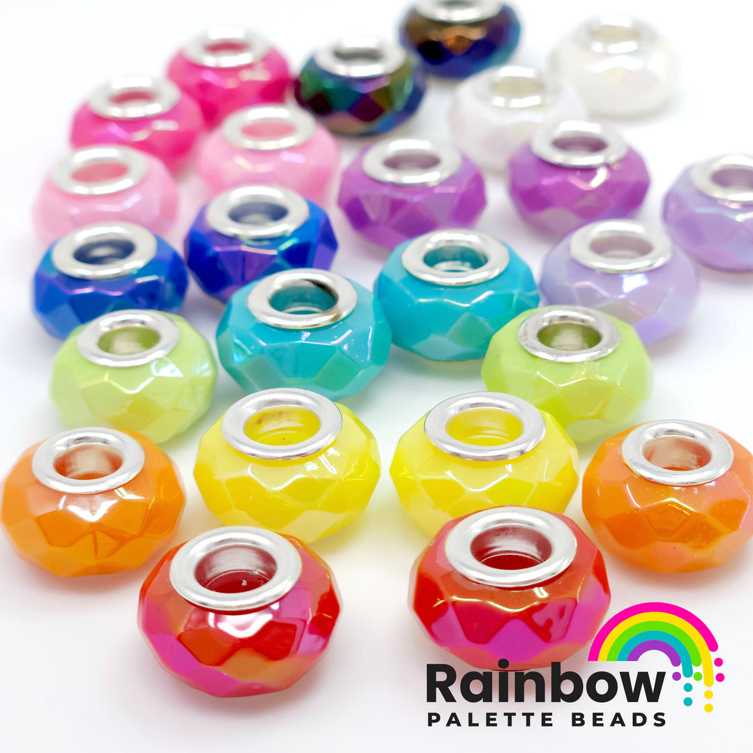 15mm AB Faceted Acrylic Abacus Spacer Beads (24 beads)