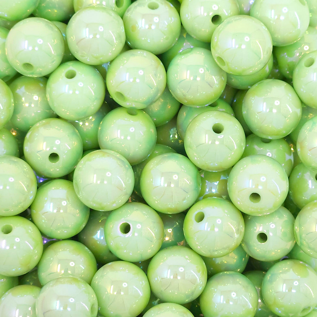 16mm AB Pastel Lime Solid Acrylic Beads
