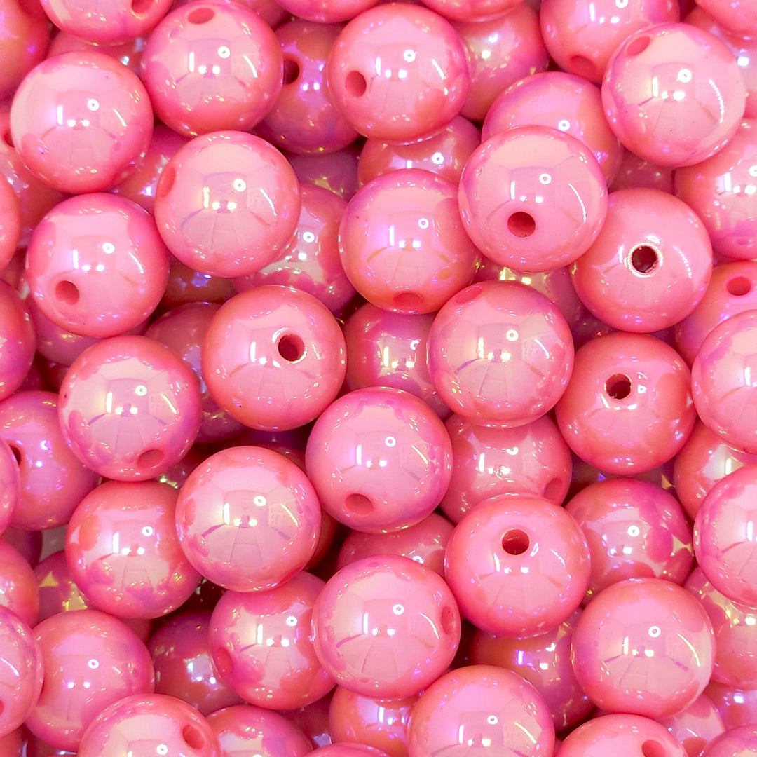 16mm AB Rose Pink Solid Acrylic Beads