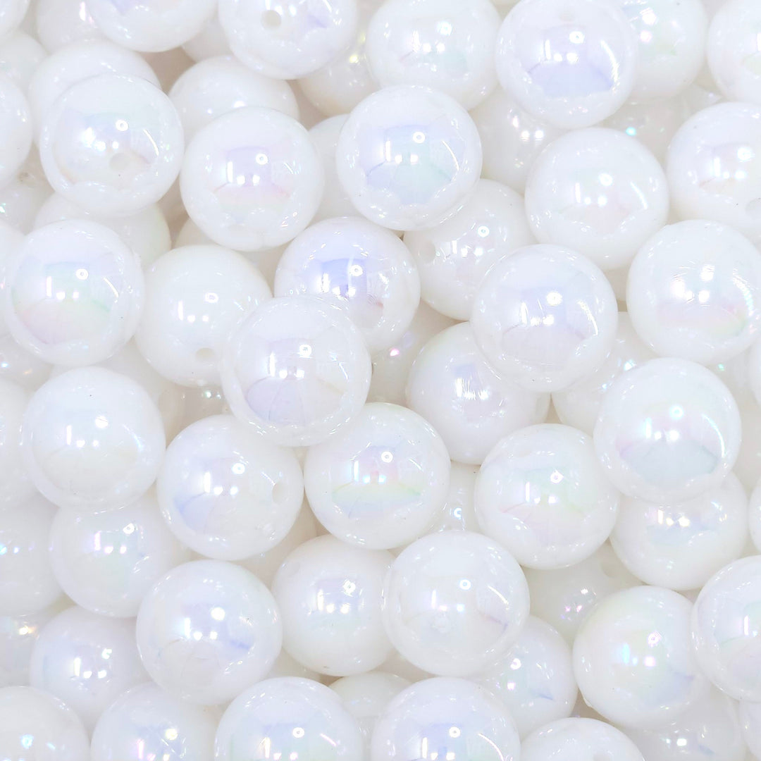 16mm AB White Solid Acrylic Beads