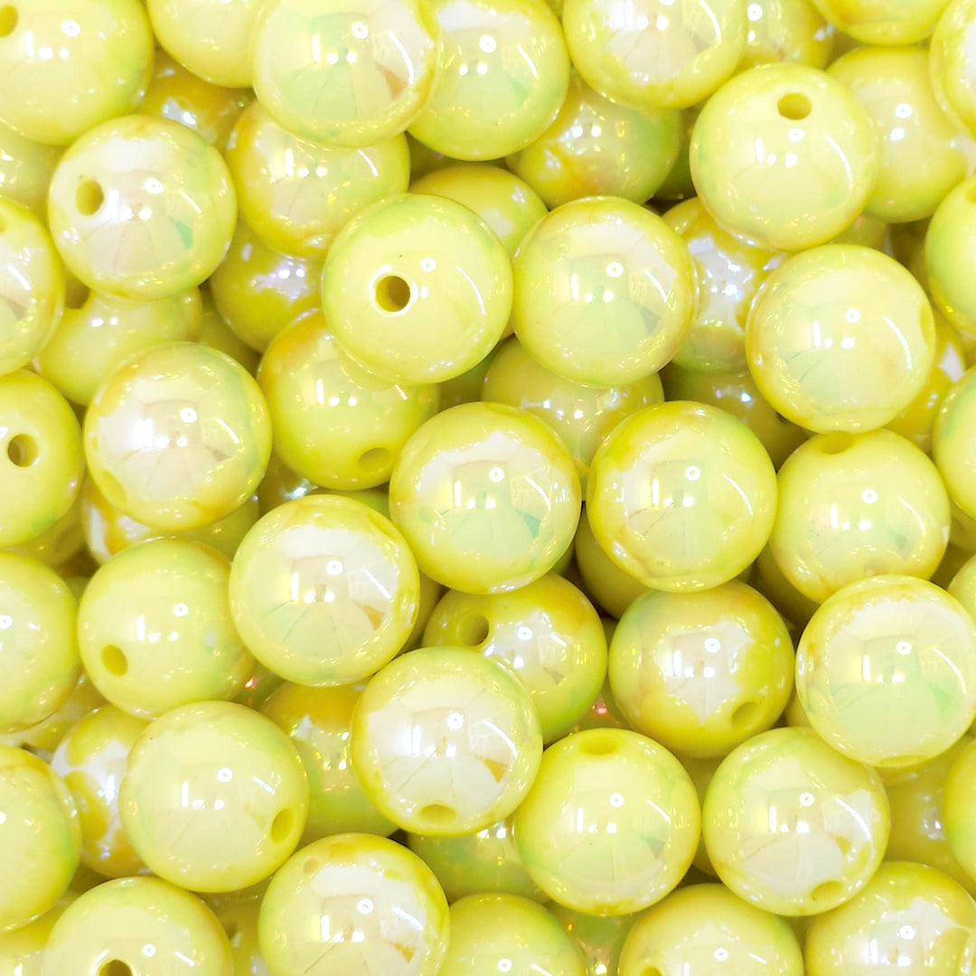 16mm AB Pastel Yellow Solid Acrylic Beads