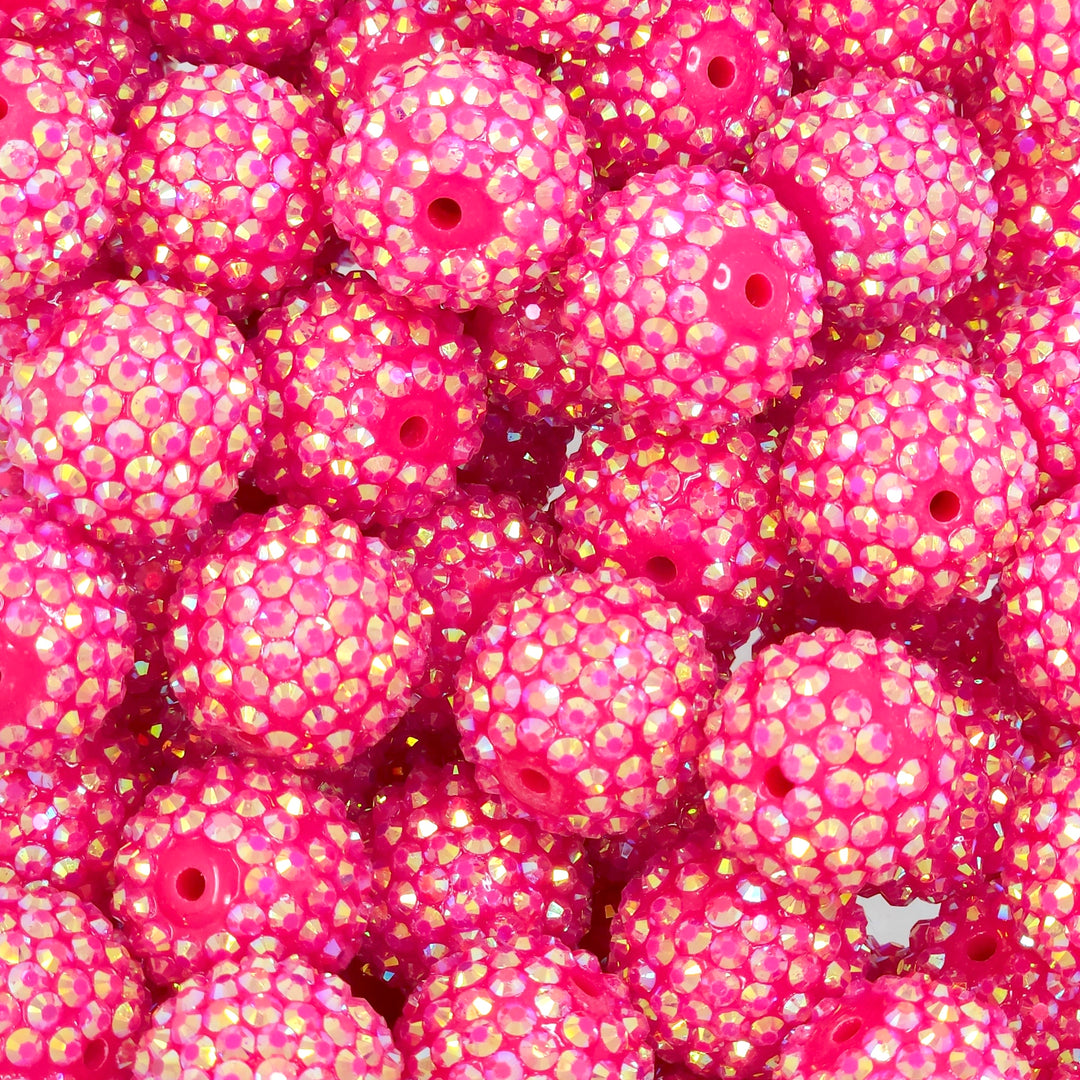 20mm AB Hot Pink Acrylic Rhinestone Beads