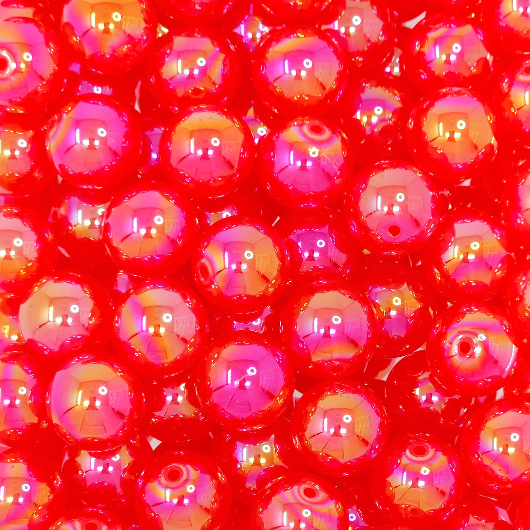 16mm AB Bright Red Jelly Acrylic Beads