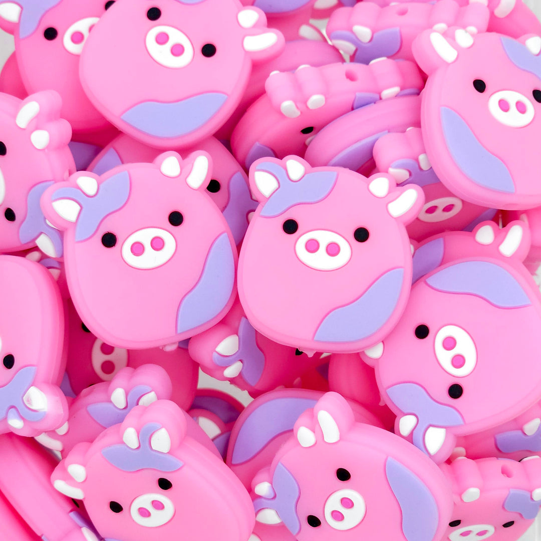 Pink Cow Silicone Focal Beads