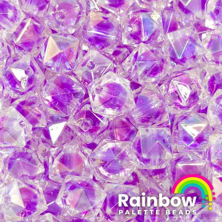 16mm AB Purple Bead-in-Bead Hexagonal Acrylic Beads
