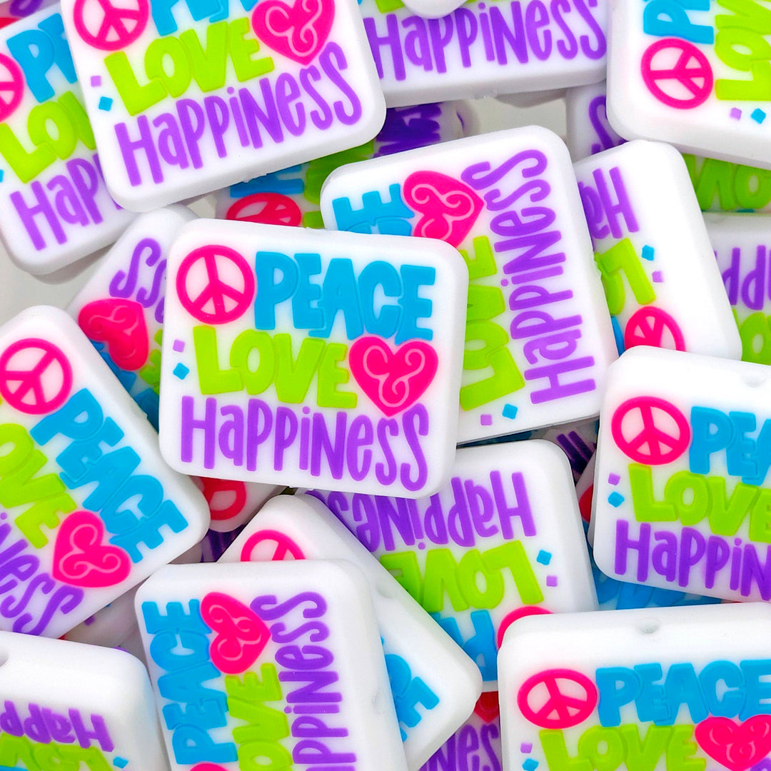 Peace Love & Happiness Exclusive Silicone Focal Bead