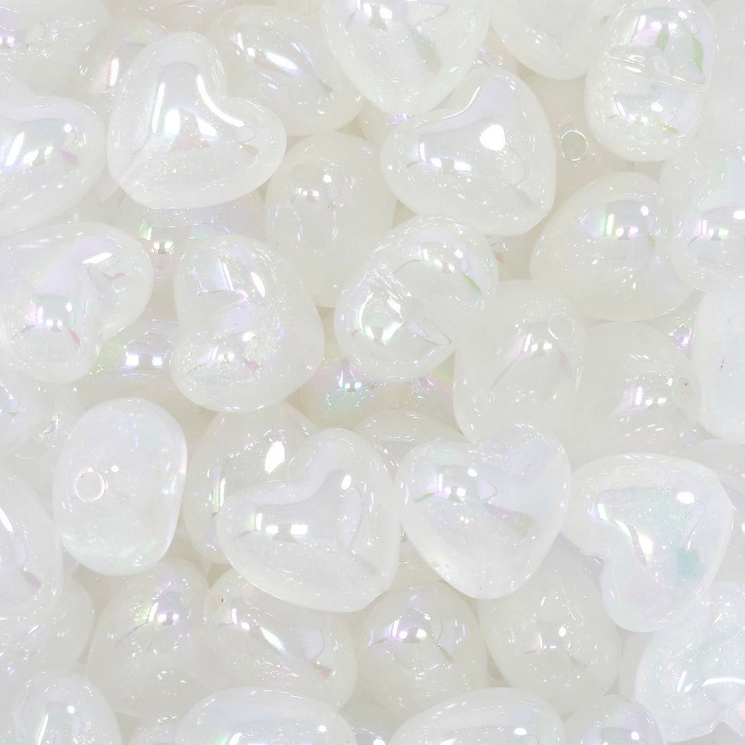 21mm AB Glitter Heart Acrylic Beads