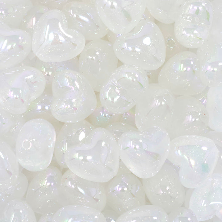 21mm AB Glitter Heart Acrylic Beads