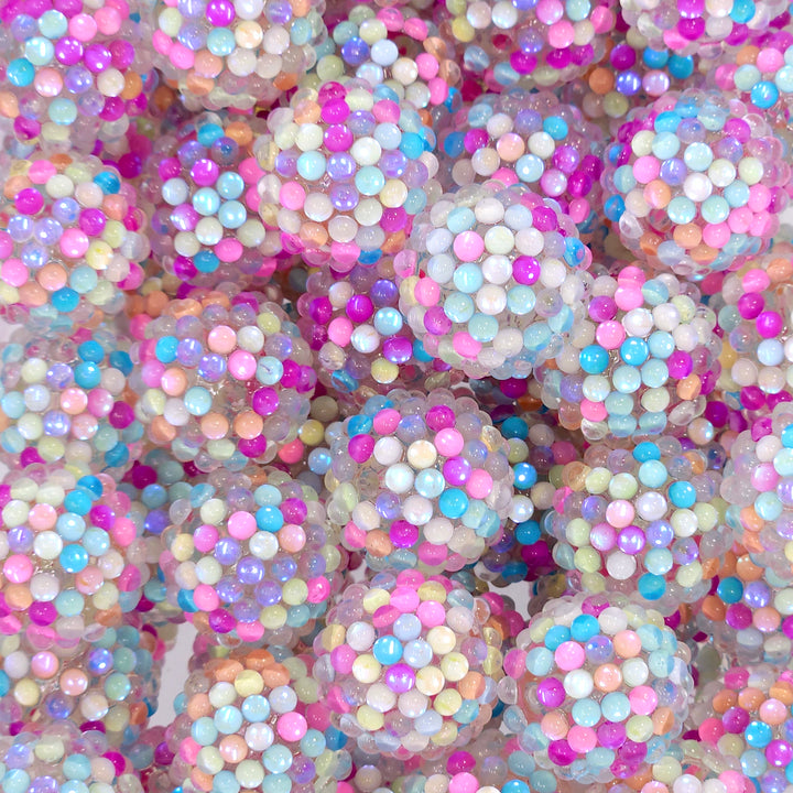 20mm Multicolor Iridescent Illusion Berry Rhinestone Acrylic Beads