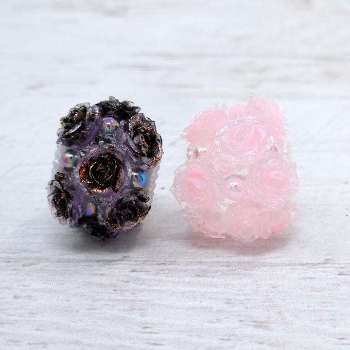 22mm Assorted Color Shimmer Rose & Pearl Acrylic Rondelle Spacer Beads