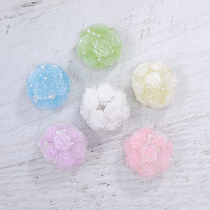 22mm Assorted Color Shimmer Rose & Pearl Acrylic Beads