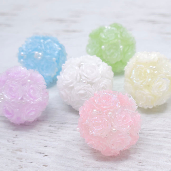 22mm Assorted Color Shimmer Rose & Pearl Acrylic Beads