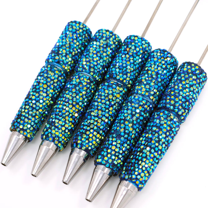 AB Iridescent Dark Blue Sparkle Full Rhinestone Beadable Diamond Pen