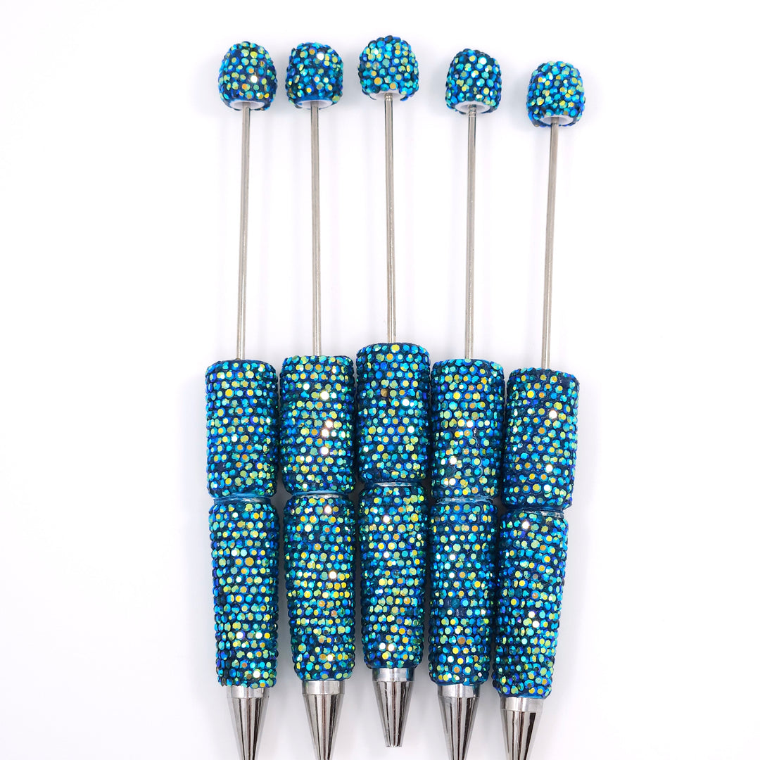 AB Iridescent Dark Blue Sparkle Full Rhinestone Beadable Diamond Pen