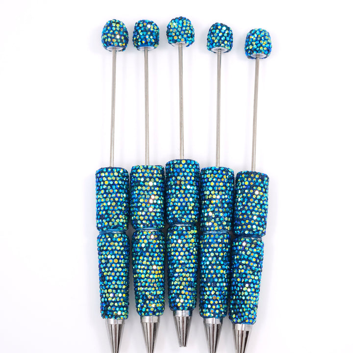 AB Iridescent Dark Blue Sparkle Full Rhinestone Beadable Diamond Pen