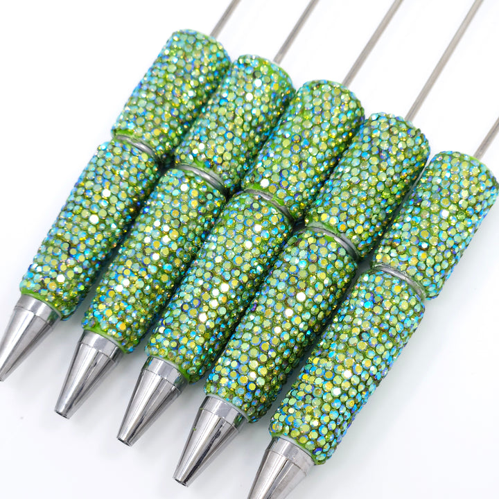 AB Iridescent Green Sparkle Full Rhinestone Beadable Diamond Pen