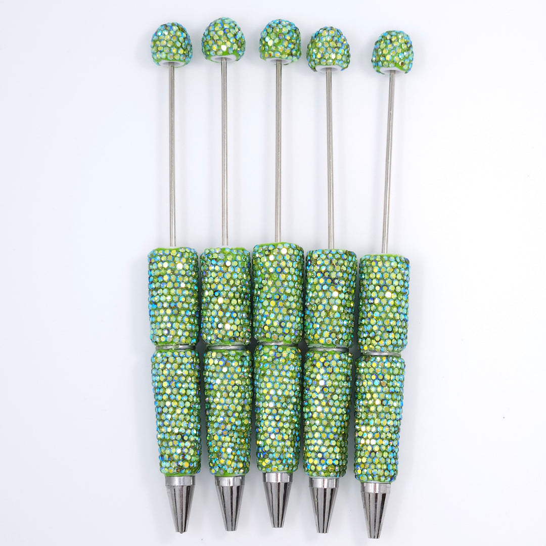 AB Iridescent Green Sparkle Full Rhinestone Beadable Diamond Pen