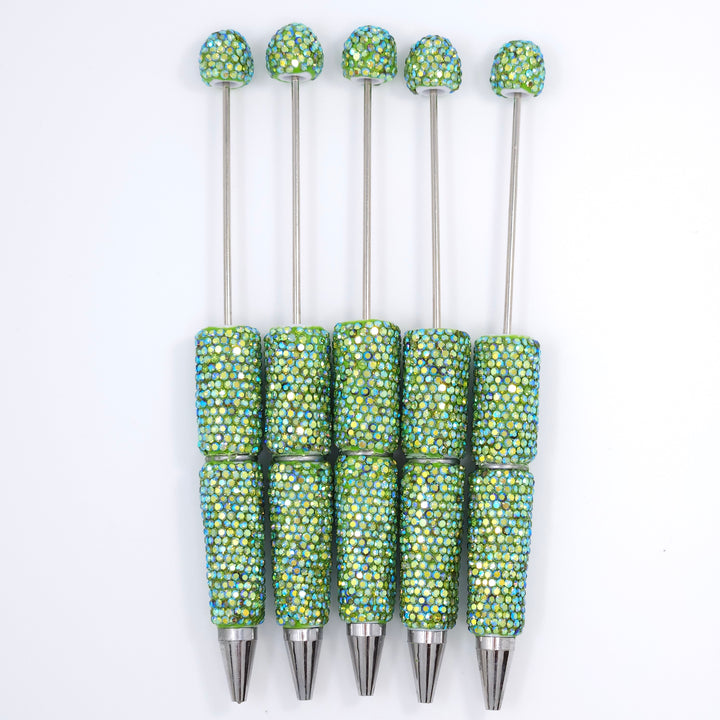 AB Iridescent Green Sparkle Full Rhinestone Beadable Diamond Pen