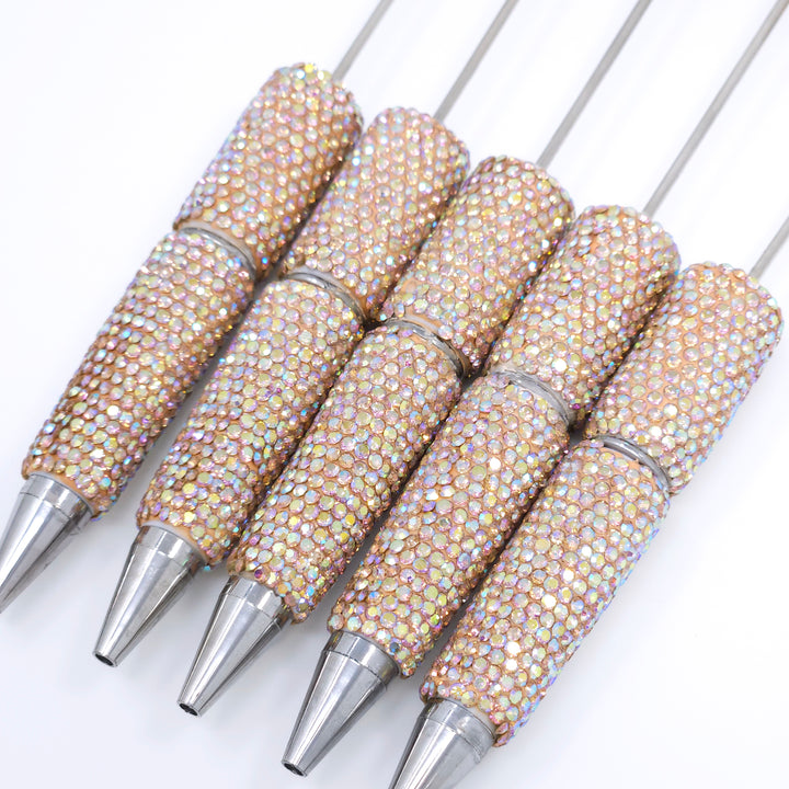 AB Iridescent Peach Sparkle Full Rhinestone Beadable Diamond Pen