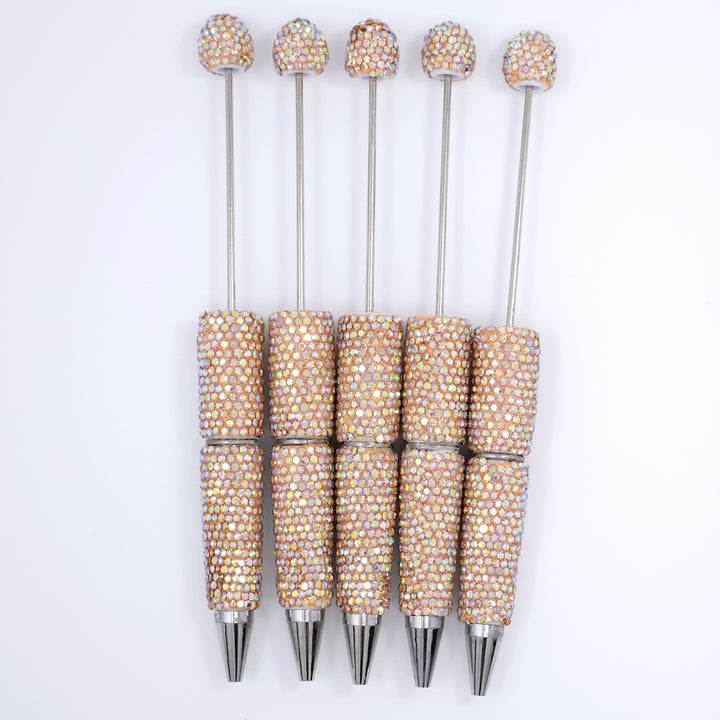 AB Iridescent Peach Sparkle Full Rhinestone Beadable Diamond Pen