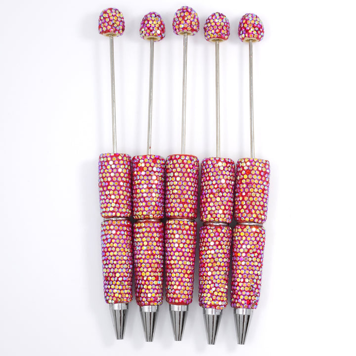 AB Iridescent Red Sparkle Full Rhinestone Beadable Diamond Pen