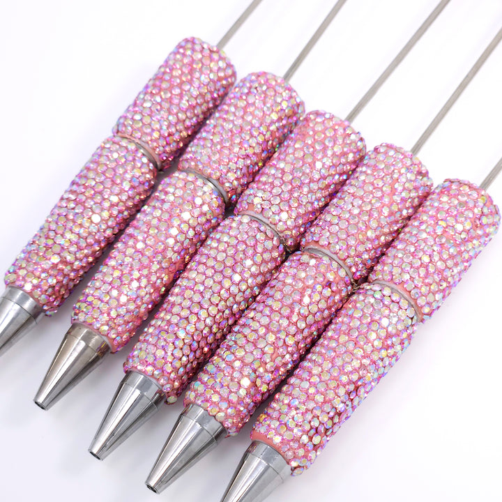AB Iridescent Pink Sparkle Full Rhinestone Beadable Diamond Pen