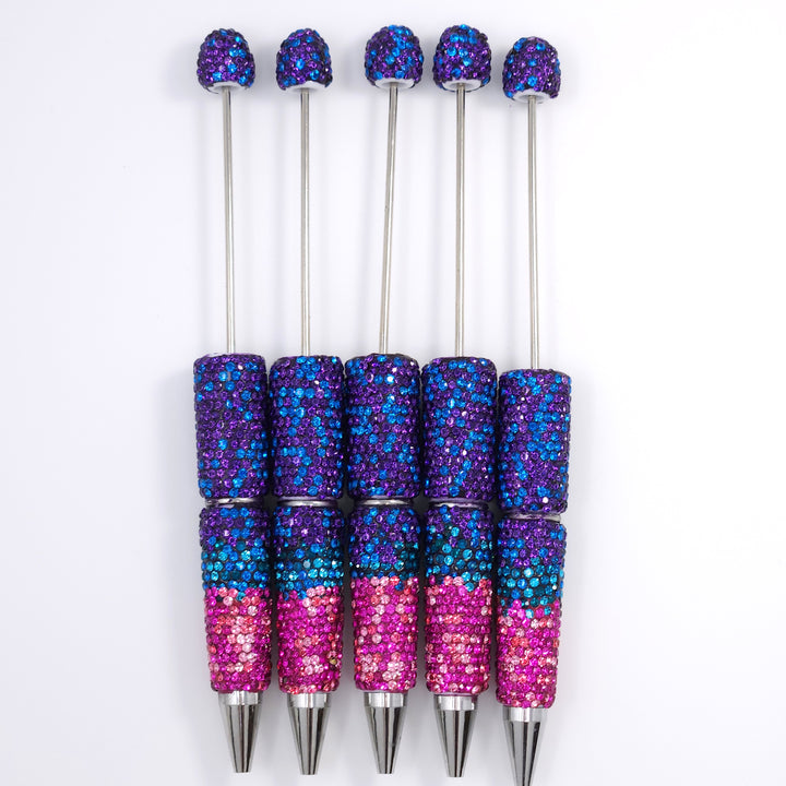 Purple/Blue/Pink Ombre Crystal Confetti Full Rhinestone Beadable Diamond Pen
