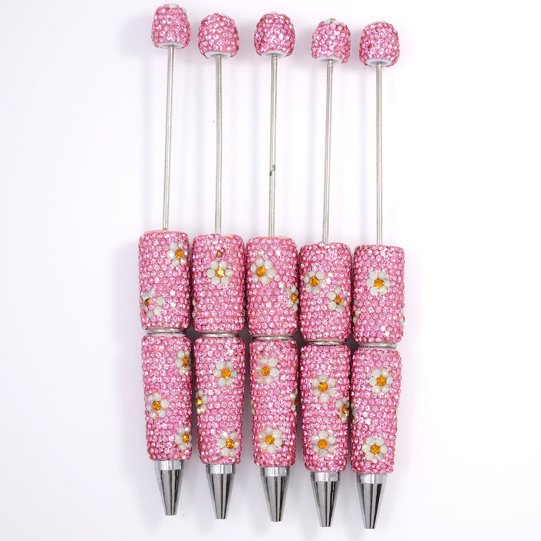 Pink Sparkle Daisy Jeweled Full Rhinestone Beadable Diamond Pen