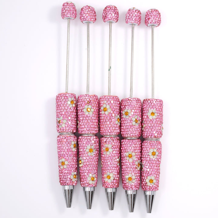 Pink Sparkle Daisy Jeweled Full Rhinestone Beadable Diamond Pen