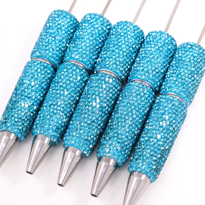 Solid Cyan Crystal Full Rhinestone Beadable Diamond Pen