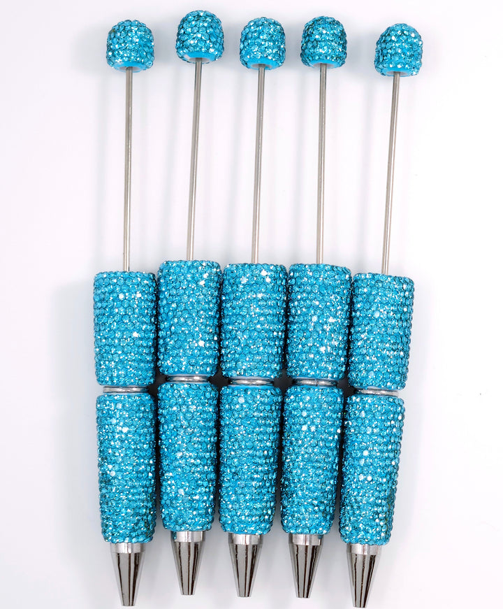 Solid Cyan Crystal Full Rhinestone Beadable Diamond Pen