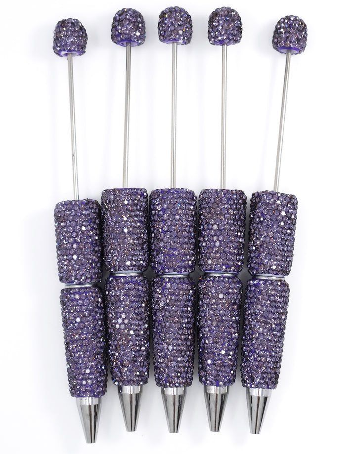 Solid Purple Crystal Full Rhinestone Beadable Diamond Pen