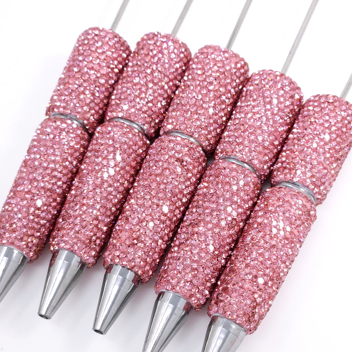 Solid Pink Crystal Full Rhinestone Beadable Diamond Pen