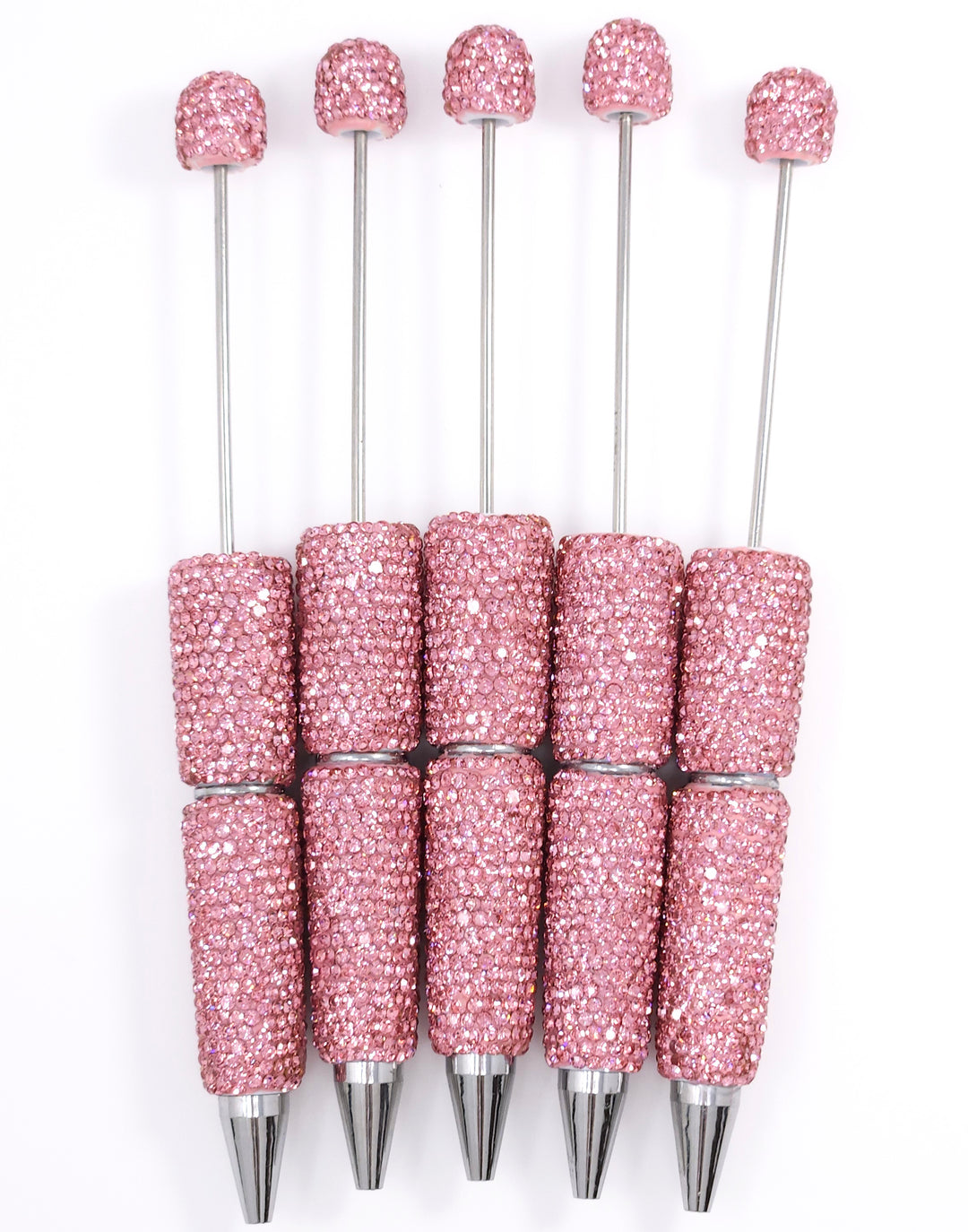 Solid Pink Crystal Full Rhinestone Beadable Diamond Pen