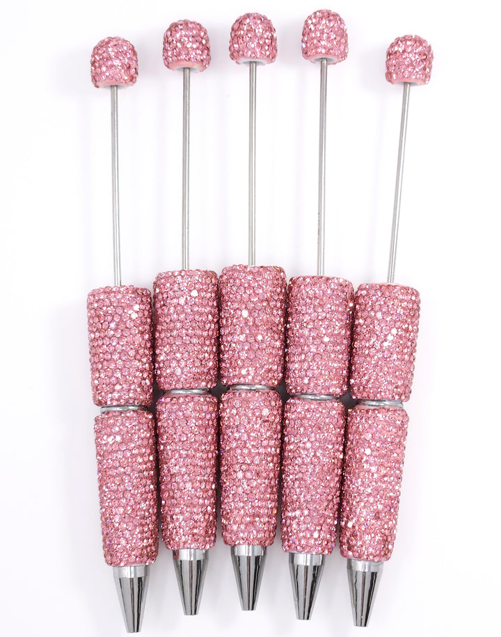 Solid Pink Crystal Full Rhinestone Beadable Diamond Pen