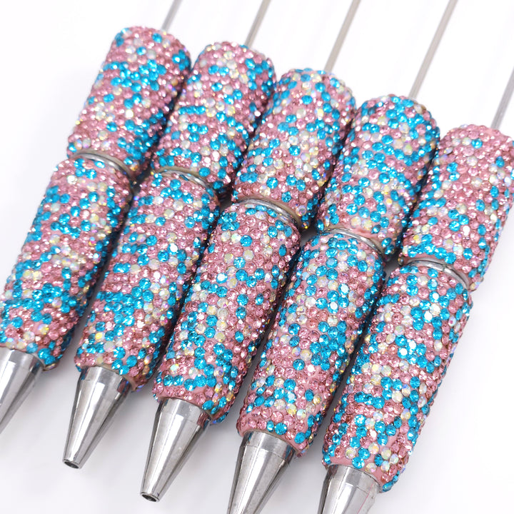 Pink & Blue Confetti Crystal Full Rhinestone Beadable Diamond Pen