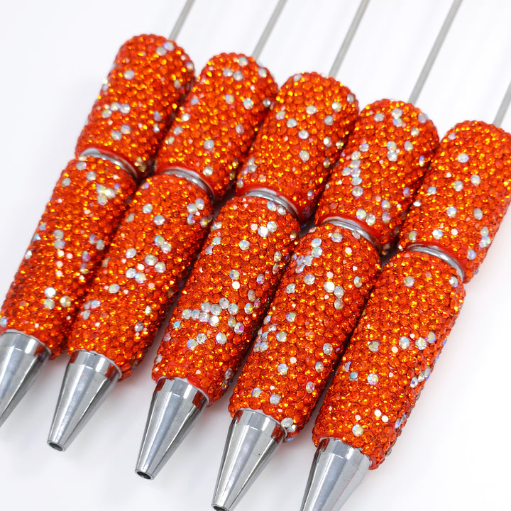 Deep Orange Sparkle Full Rhinestone Beadable Diamond Pen