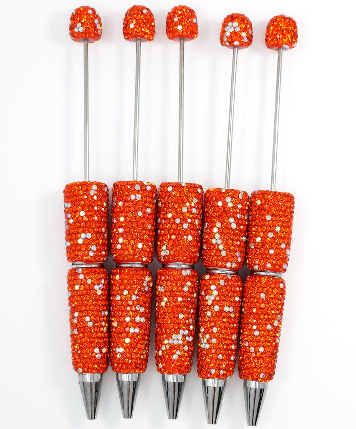 Deep Orange Sparkle Full Rhinestone Beadable Diamond Pen