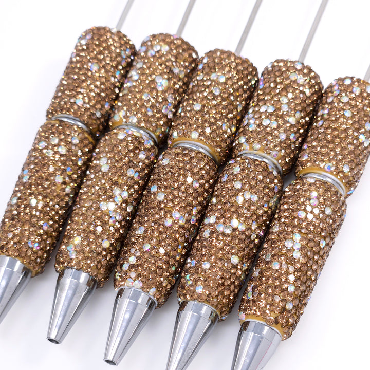 Golden Brown Sparkle Full Rhinestone Beadable Diamond Pen