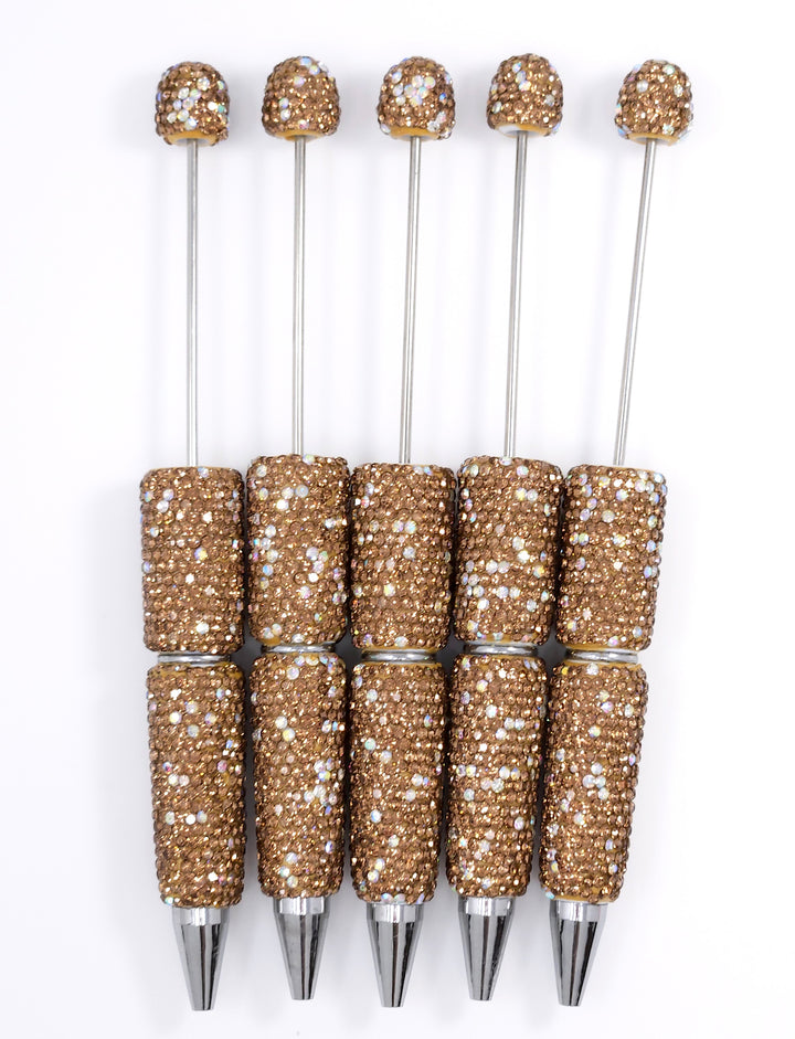 Golden Brown Sparkle Full Rhinestone Beadable Diamond Pen