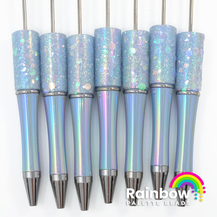 Baby Blue Fairy Dust Opal Beadable Plastic Pen