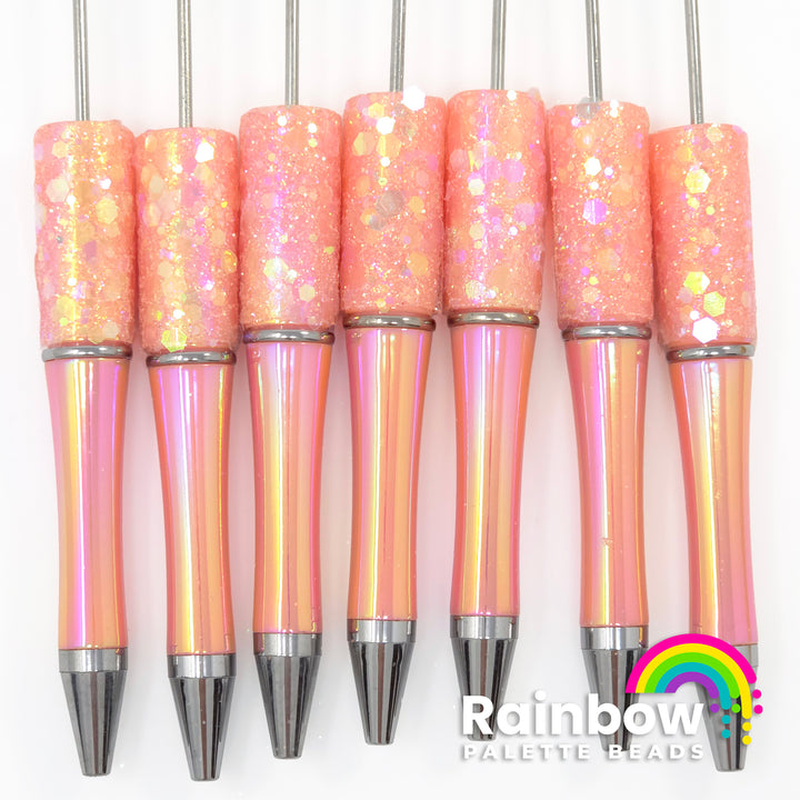 Peachy Fairy Dust Opal Beadable Plastic Pen